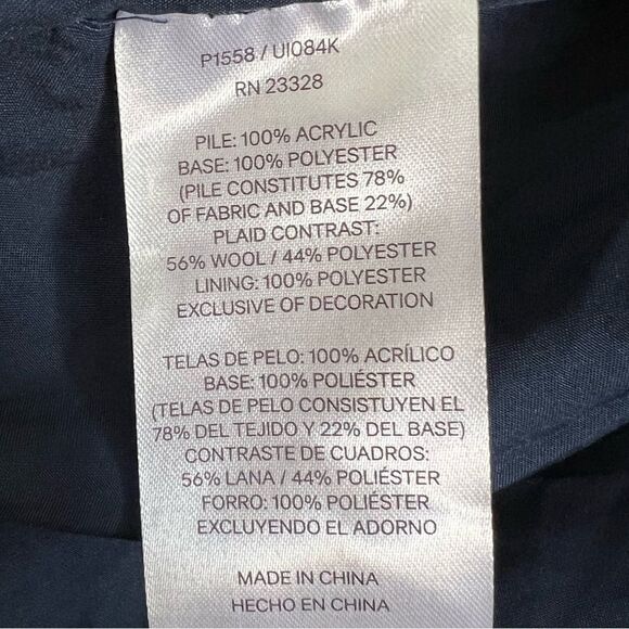 PENDLETON Coat Navy Blue Full Zip Teddy Jacket Wool Plaid Flannel Accents XL - Picture 13 of 15